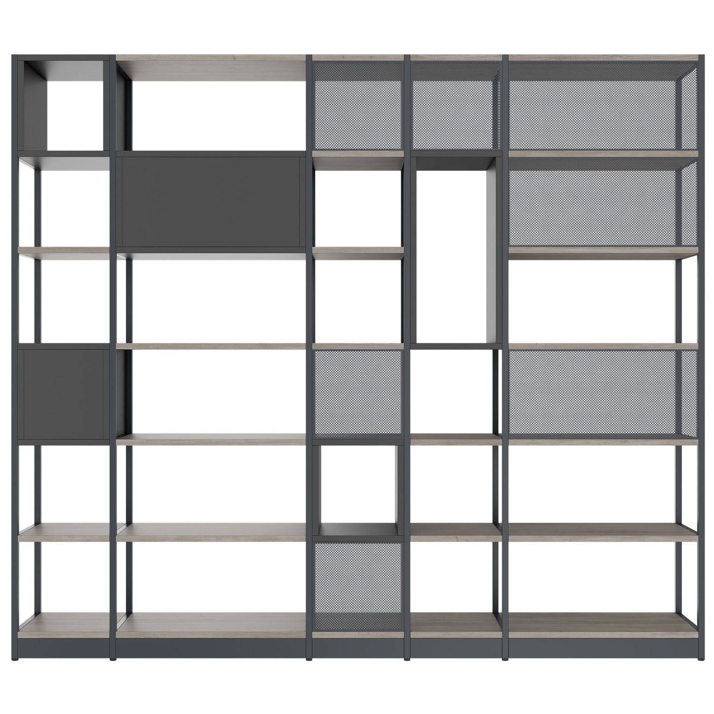 ATELLA Armoire d'étagère | 6 oh, 2736 x 2395 mm, North Oak Gray