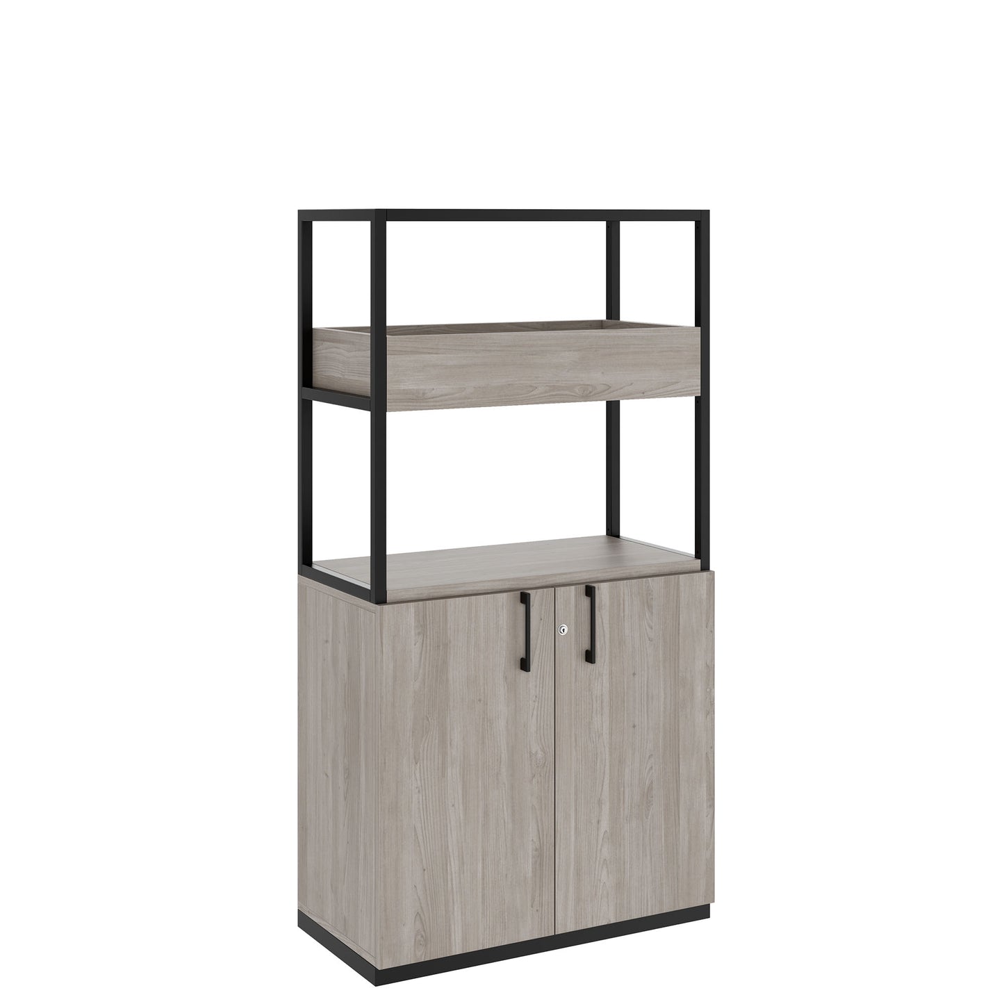 CHOICE Regalschrank | 4 OH, 800 x 1545 mm, Blumenkasten, Nordeiche grau