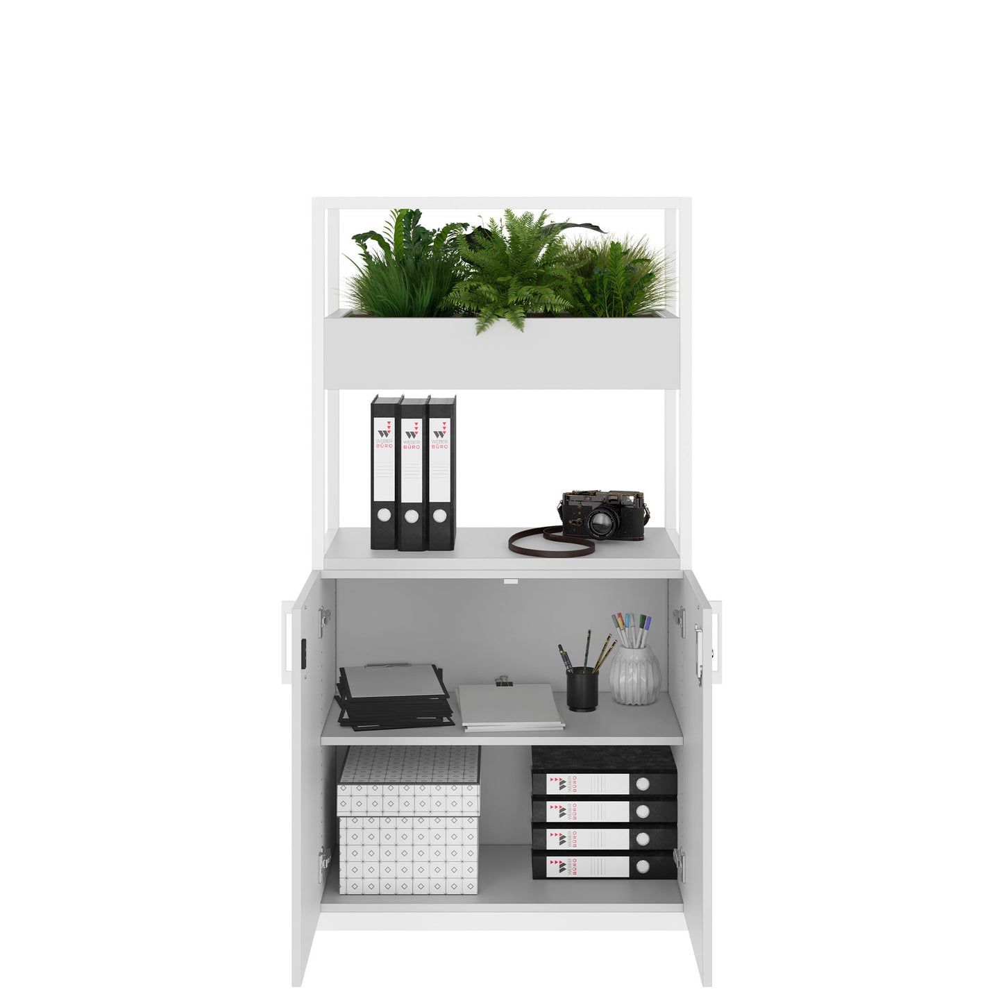 CHOICE Regalschrank | 4 OH, 800 x 1545 mm, Blumenkasten, Perlgrau