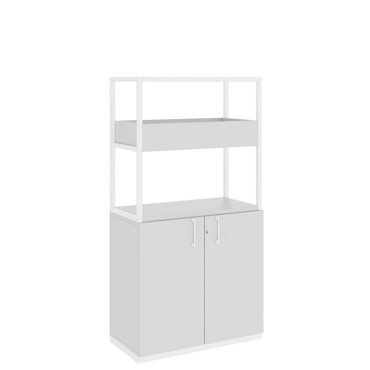 CHOICE Regalschrank | 4 OH, 800 x 1545 mm, Blumenkasten, Perlgrau