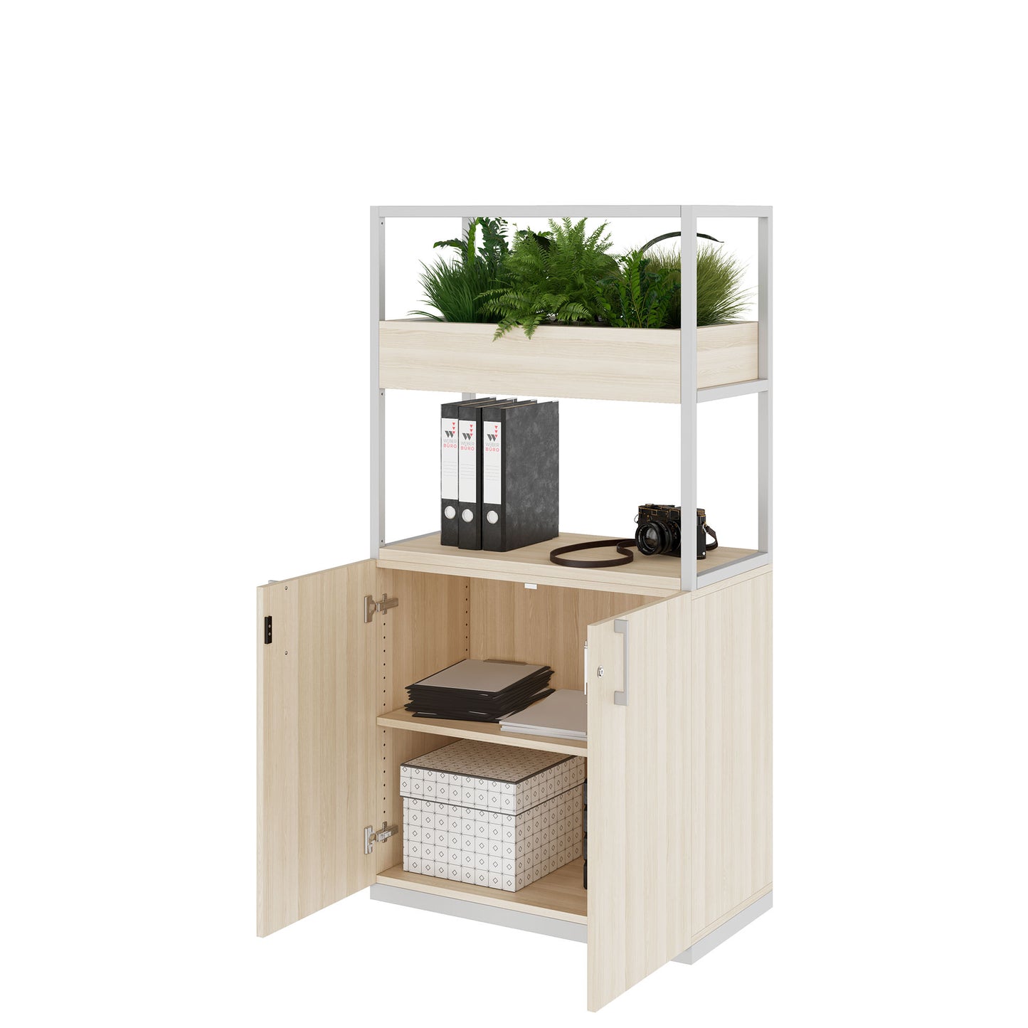 CHOICE Regalschrank | 4 OH, 800 x 1545 mm, Blumenkasten, Sandesche