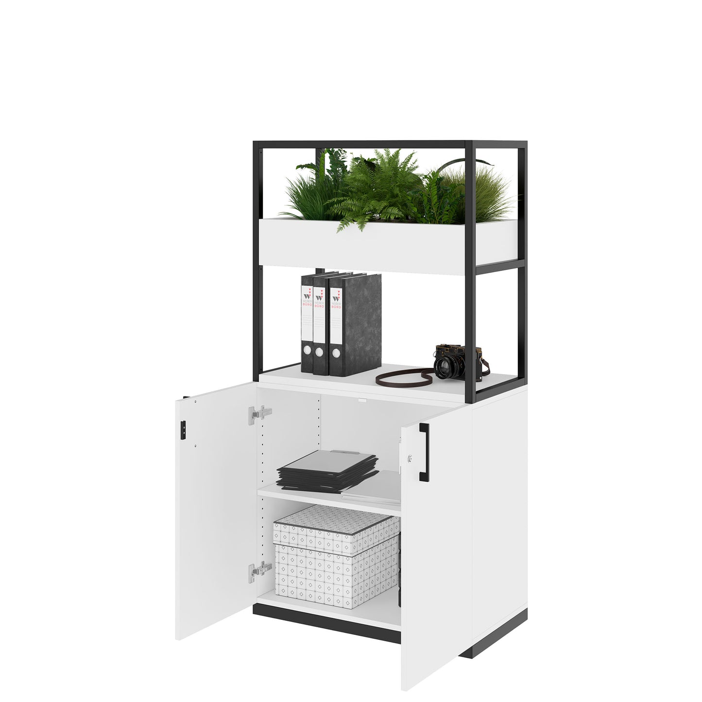 CHOICE Regalschrank | 4 OH, 800 x 1545 mm, Blumenkasten, Weiß