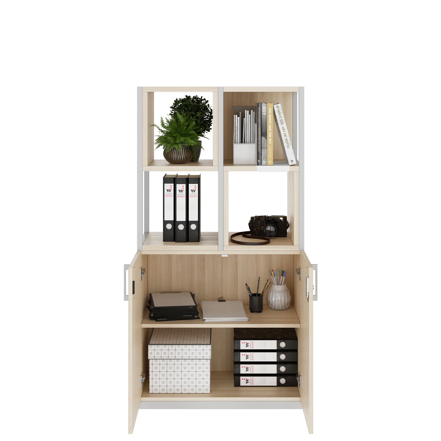 CHOICE Regalschrank | 4 OH, 800 x 1545 mm, Regalkisten, Sandesche