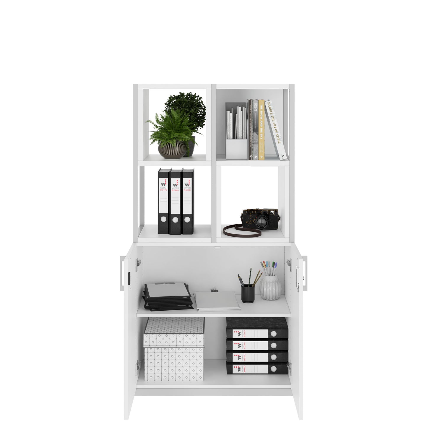 CHOICE Regalschrank | 4 OH, 800 x 1545 mm, Regalkisten, Weiß