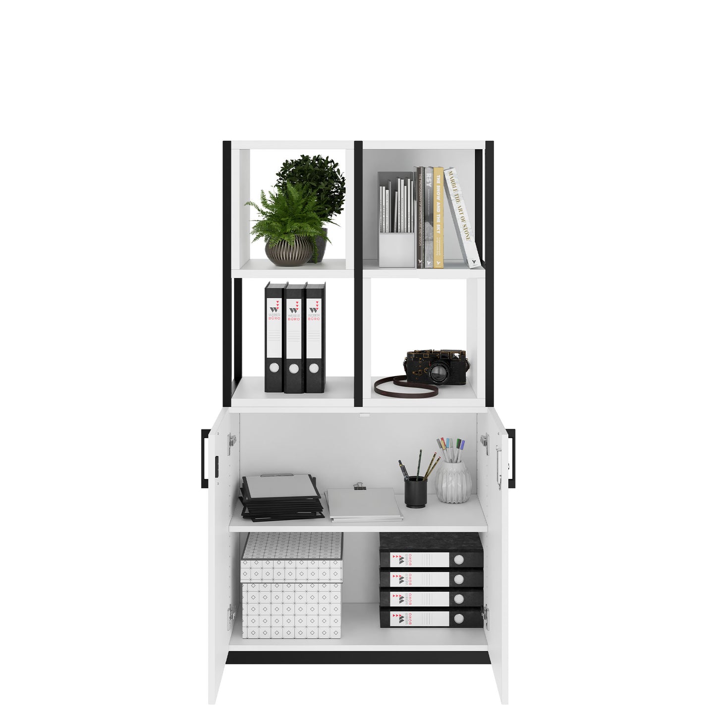 CHOICE Regalschrank | 4 OH, 800 x 1545 mm, Regalkisten, Weiß
