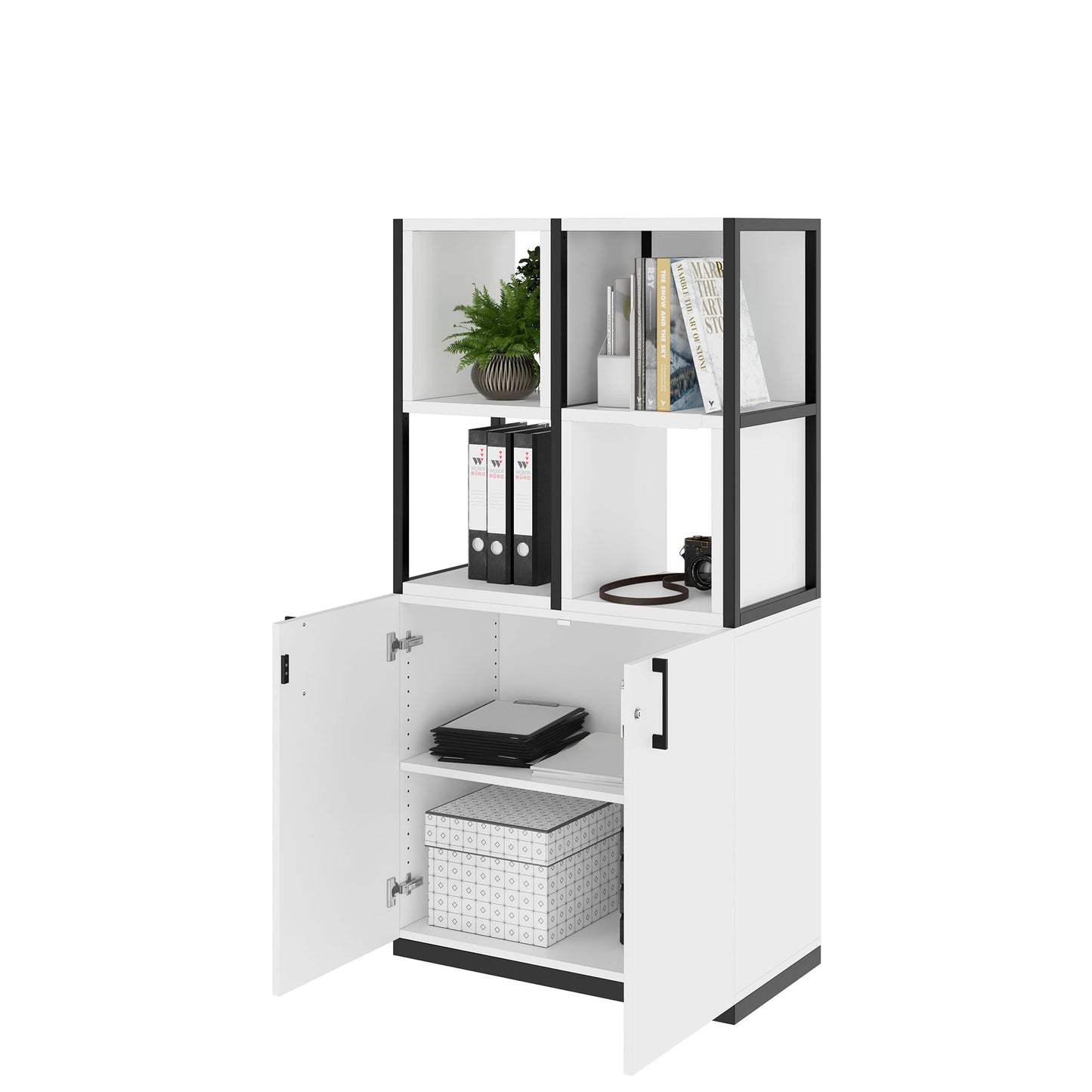 CHOICE Regalschrank | 4 OH, 800 x 1545 mm, Regalkisten, Weiß