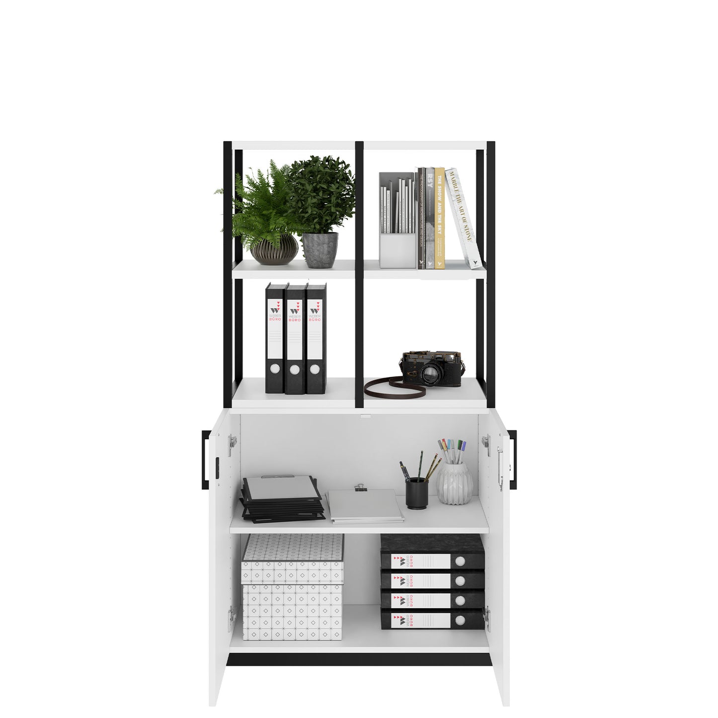 CHOICE Shelf cabinet | 4 Oh, 800 x 1545 mm, white