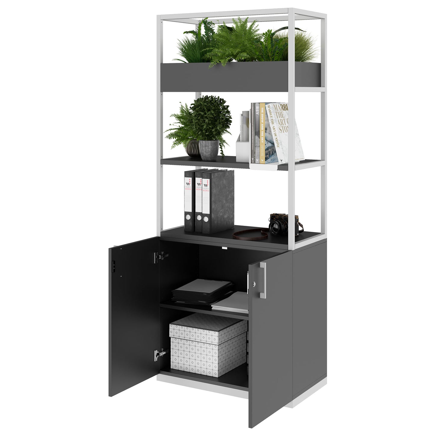 CHOICE Regalschrank | 5 OH, 800 x 1925 mm, Blumenkasten, Anthrazit