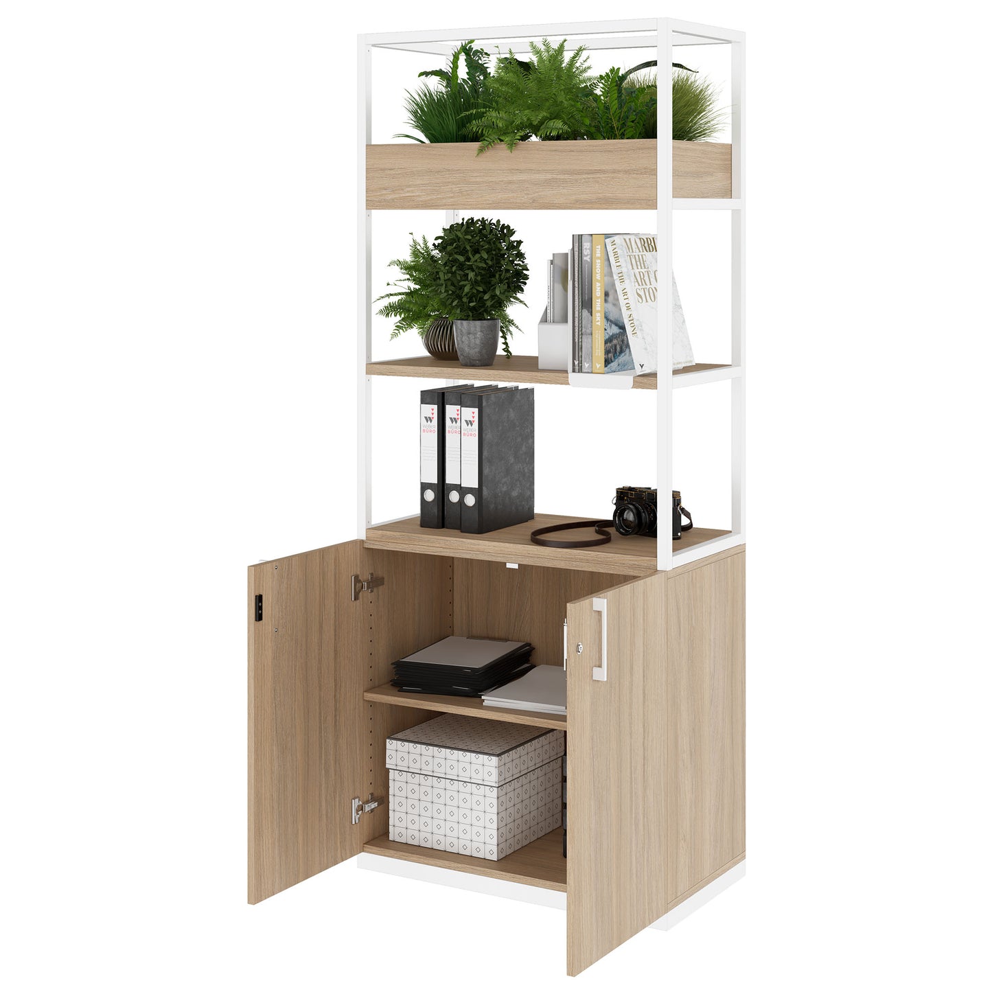 CHOICE Cabinet scaffale | 5 OH, 800 x 1925 mm, floreale, quercia ambra