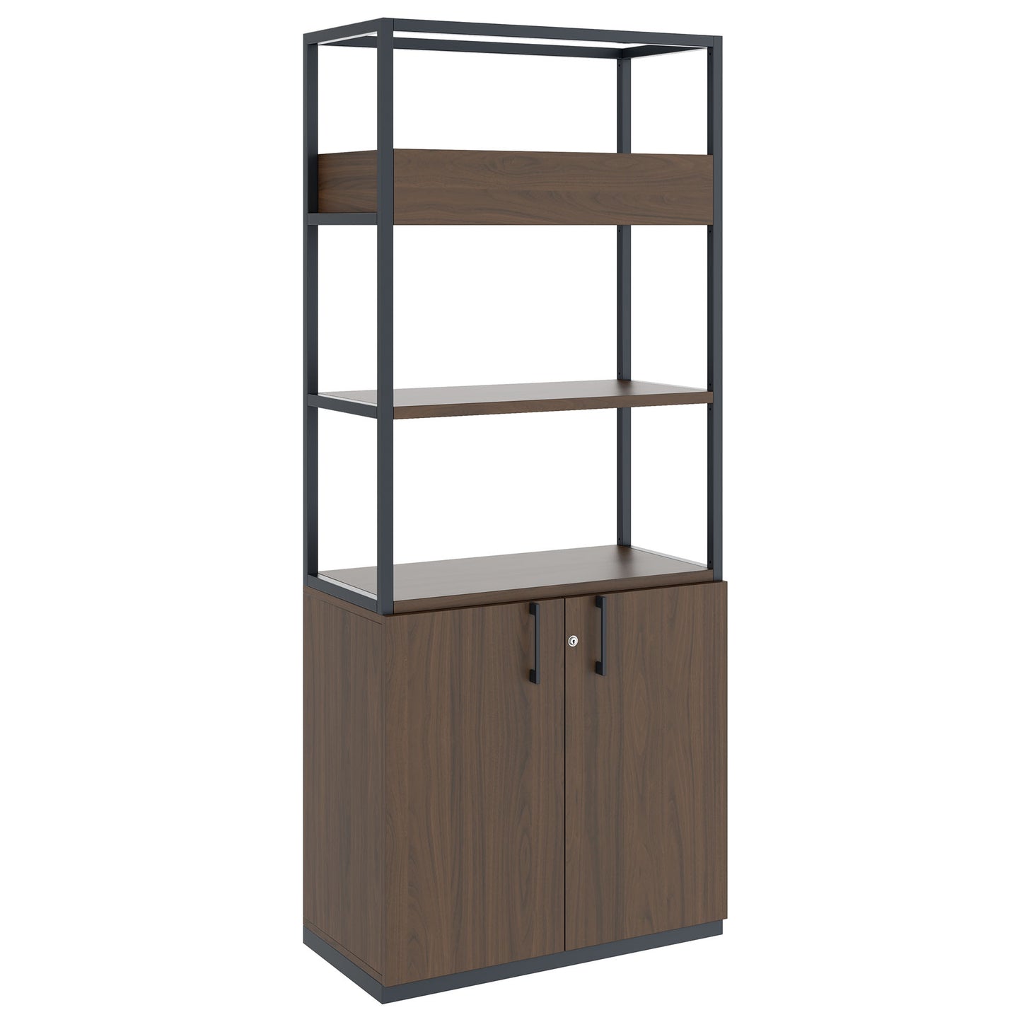 CHOICE shelf cabinet | 5 OH, 800 x 1925 mm, flower box, walnut
