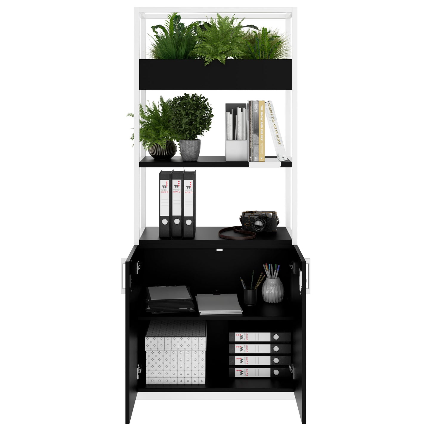 CHOICE Regalschrank | 5 OH, 800 x 1925 mm, Blumenkasten, Schwarz