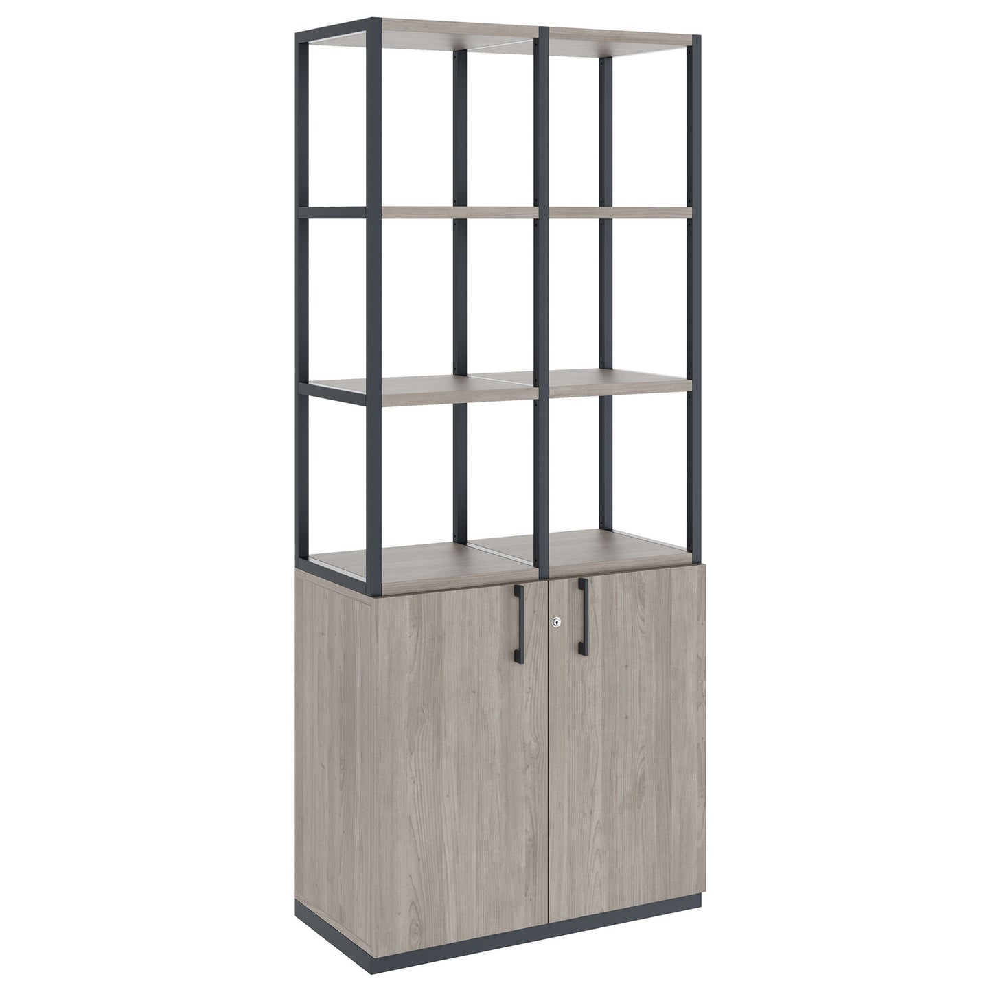 CHOICE shelf cabinet | 5 OH, 800 x 1925 mm, gray northern oak