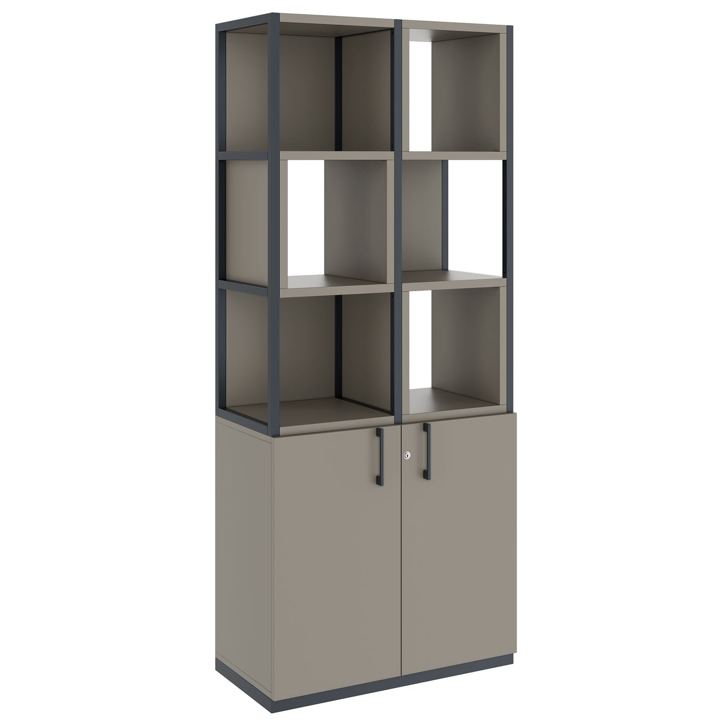 CHOICE Regalschrank | 5 OH, 800 x 1925 mm, Regalkisten, Cubanitgrau