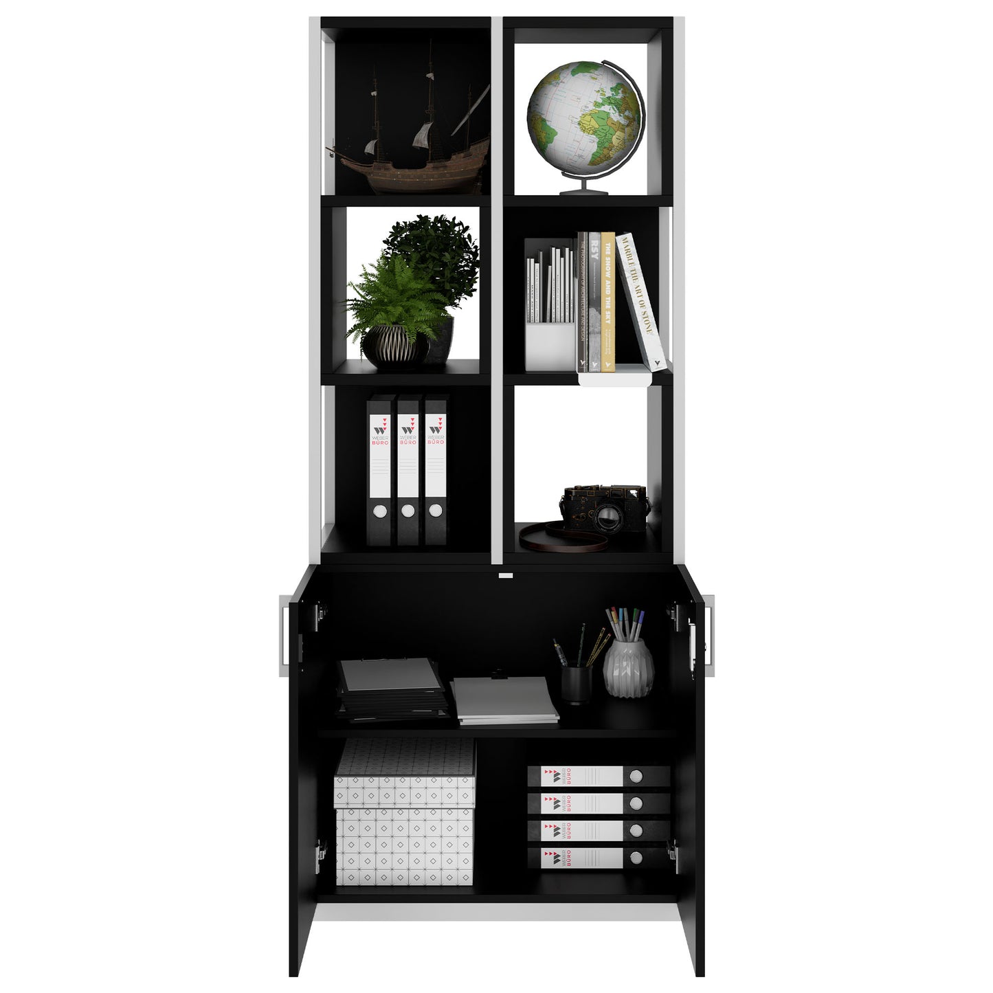 CHOICE shelf cabinet | 5 OH, 800 x 1925 mm, shelf boxes, black