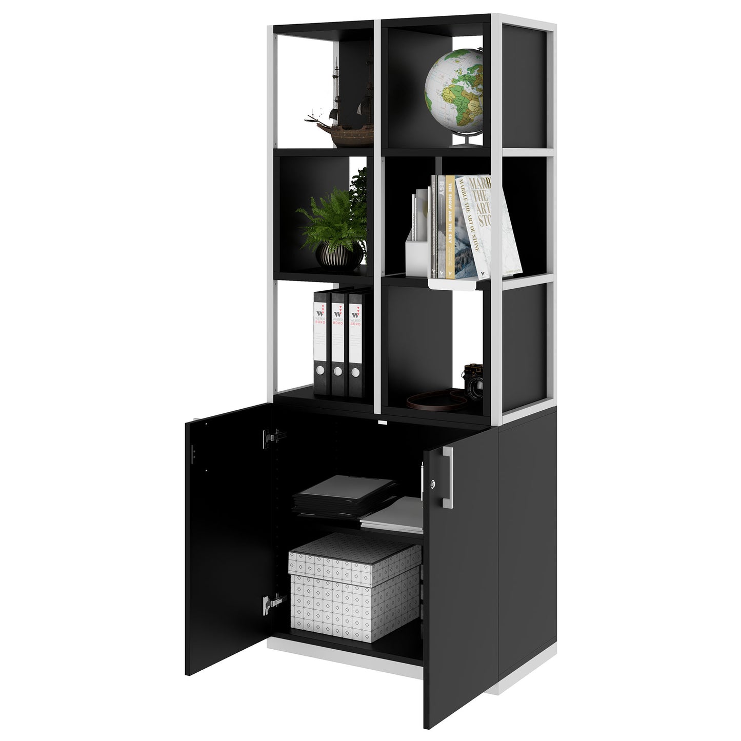 CHOICE shelf cabinet | 5 OH, 800 x 1925 mm, shelf boxes, black