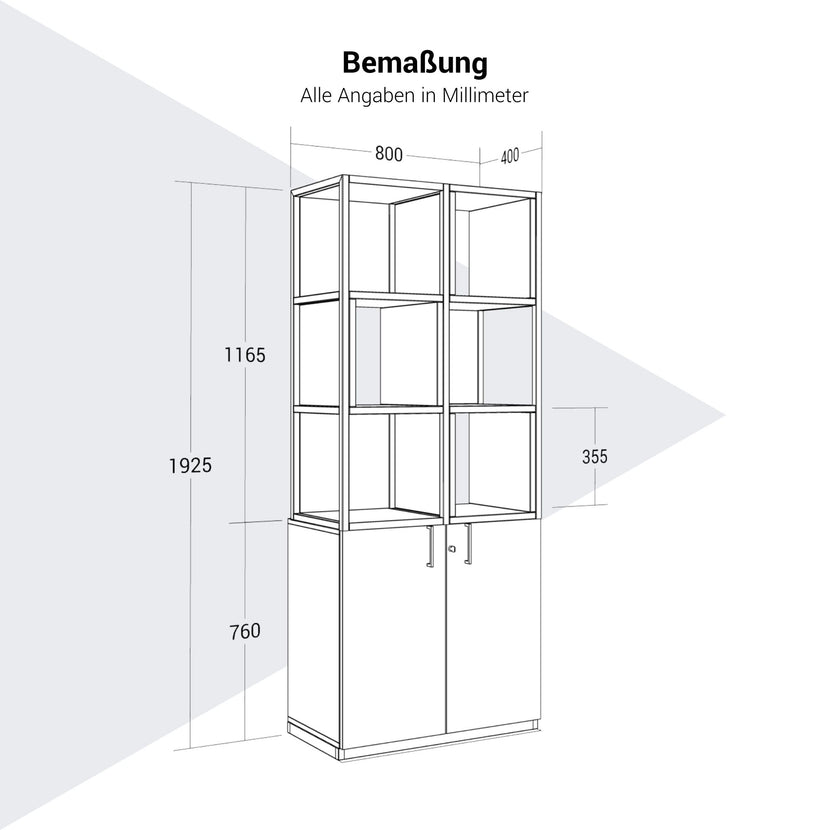CHOICE Shelf cabinet | 5 Oh, 800 x 1925 mm, shelf boxes, white