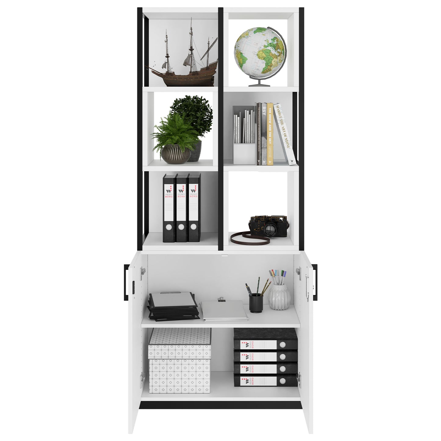 CHOICE Shelf cabinet | 5 Oh, 800 x 1925 mm, shelf boxes, white