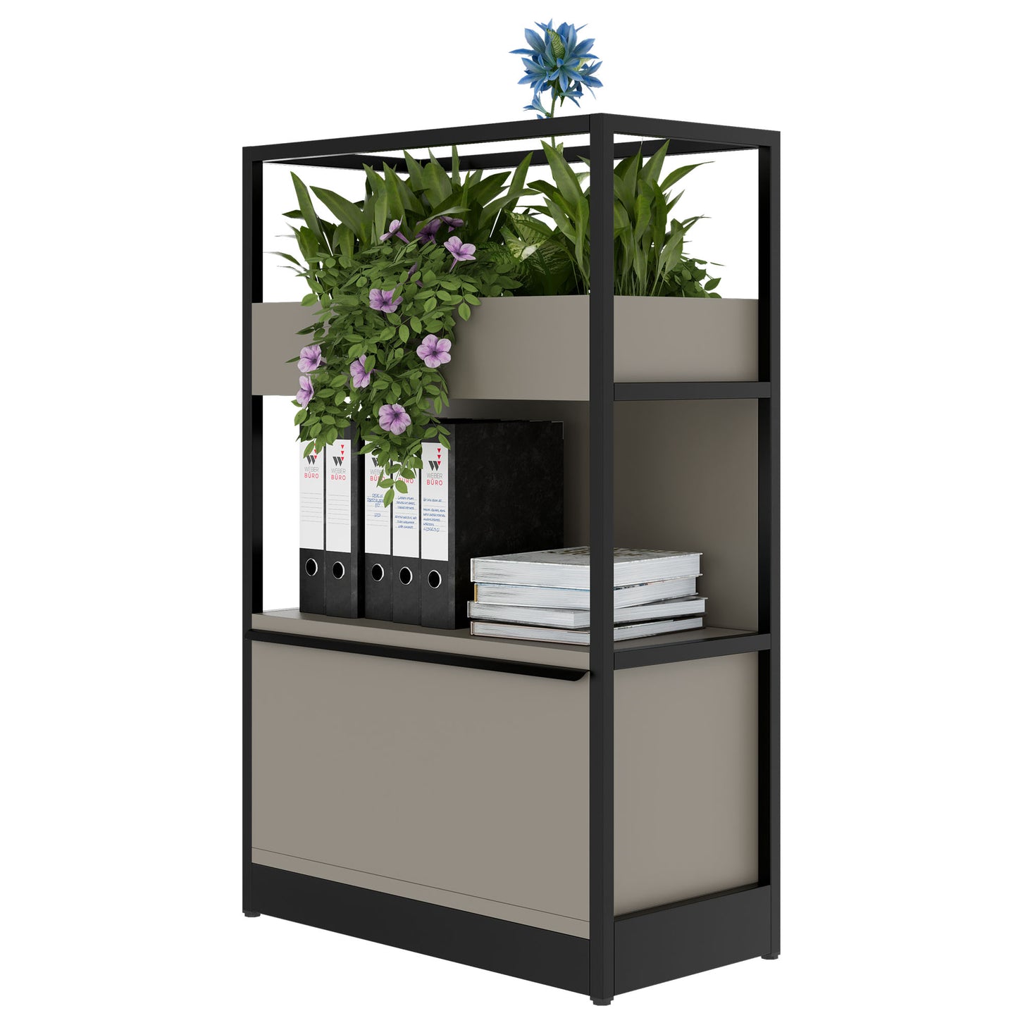 ATELLA shelf cabinet | 3 OH, 800 x 1255 mm, Cubanite gray