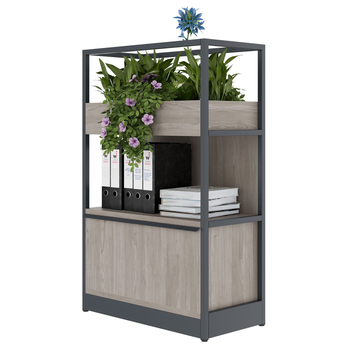 ATELLA shelf cabinet | 3 OH, 800 x 1255 mm, gray northern oak