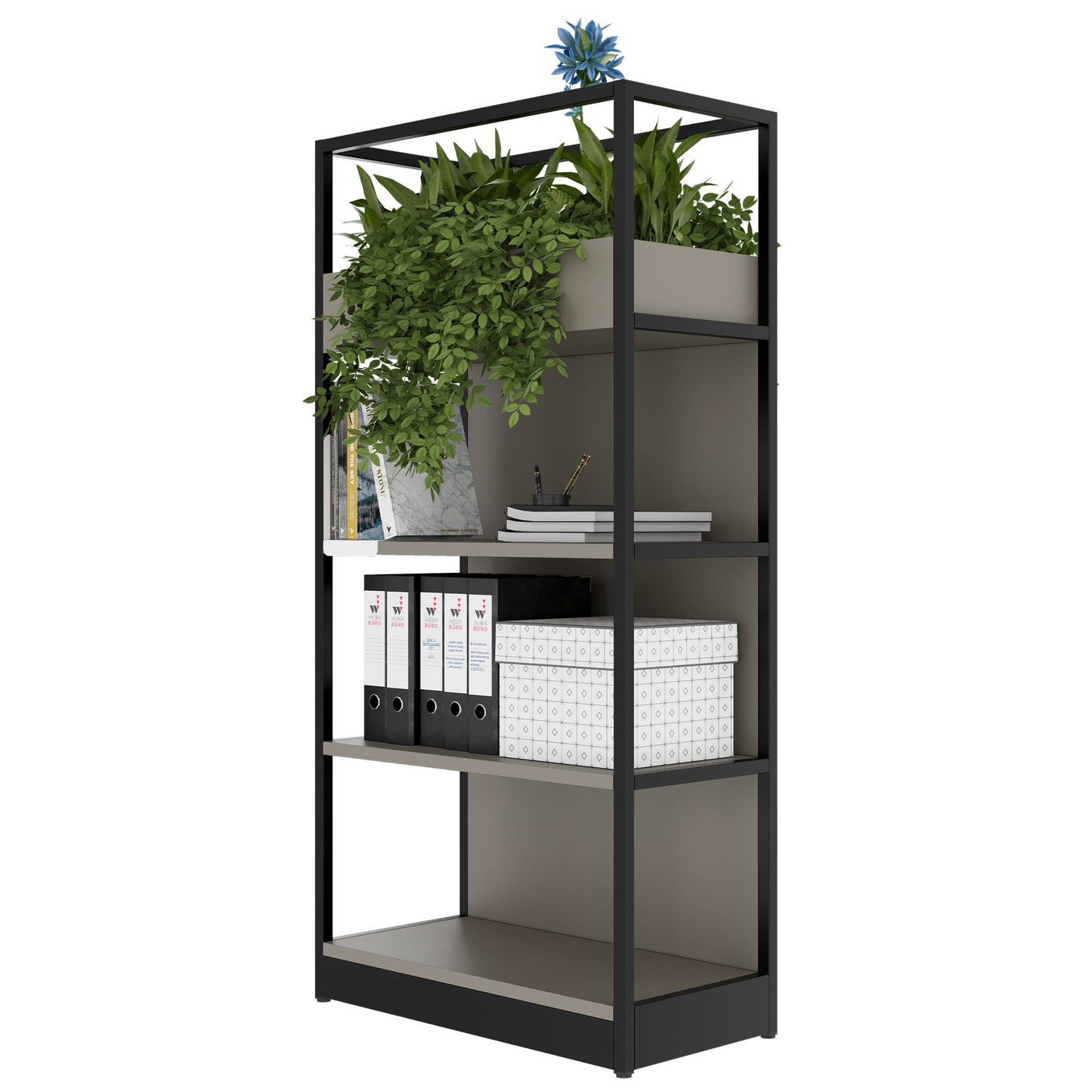 ATELLA Armoire d'étagère | 4 oh, 800 x 1610 mm, gris cubanite