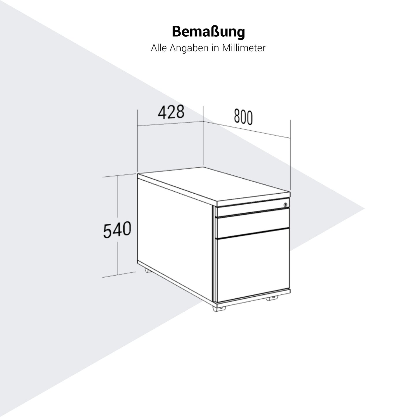 TIP Container rotolo | 800 mm di profondità, registro dei rimorchi, piccolo compartimento parziale, morbido, bianco