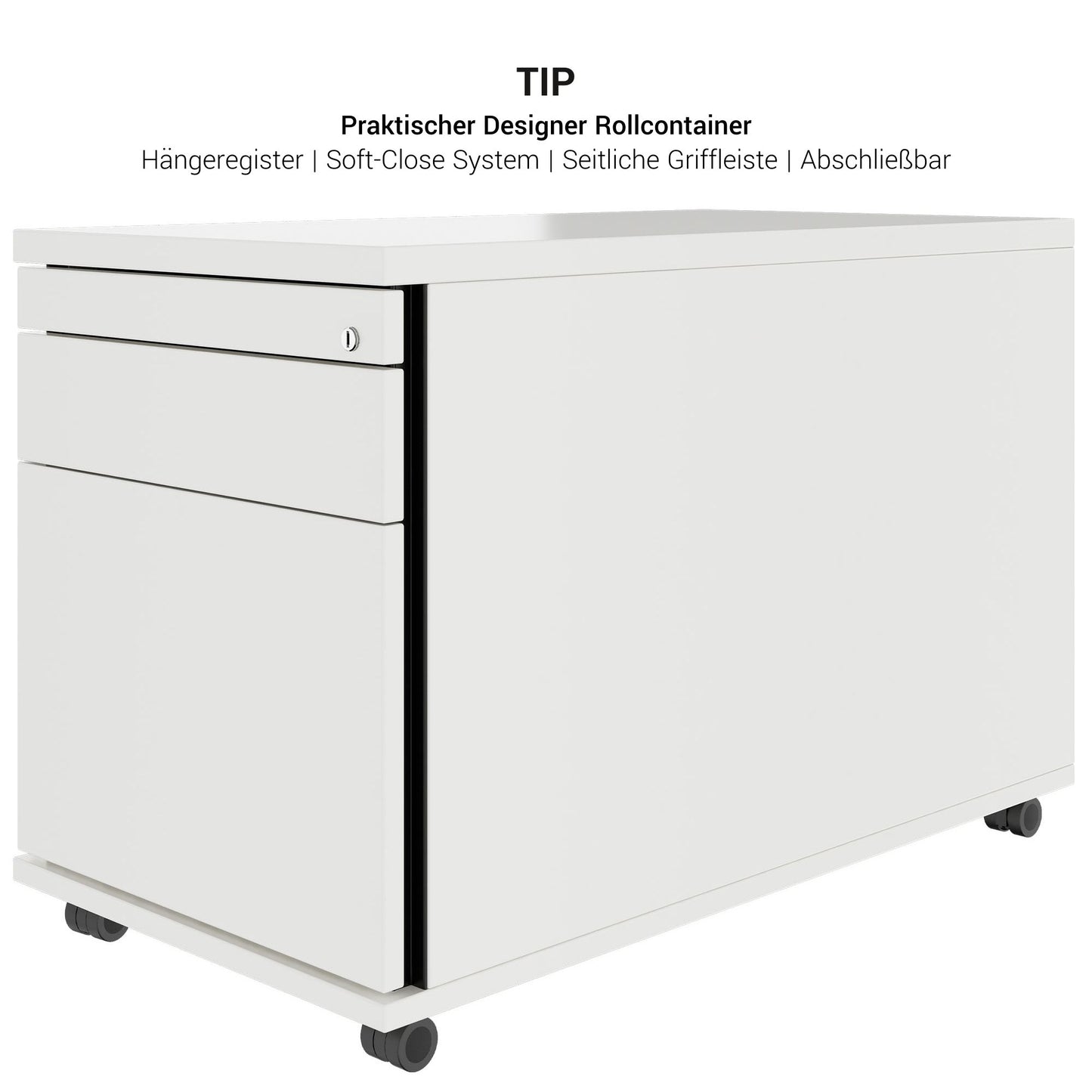 TIP Container rotolo | 800 mm di profondità, registro dei rimorchi, piccolo compartimento parziale, morbido, bianco