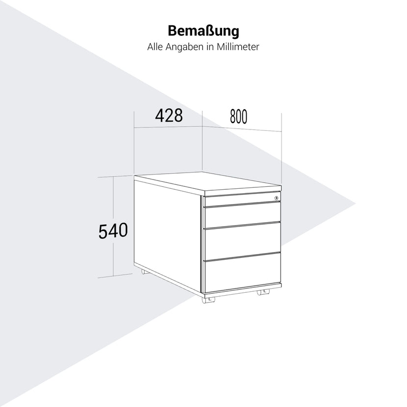 TIP Rolling container | 800 mm deep, small parts compartment, soft close, white