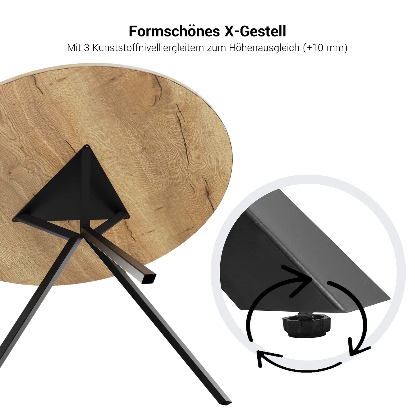 ART Tabella delle riunioni | Round, Ø 1200 mm, grigio scuro in quercia selvatica