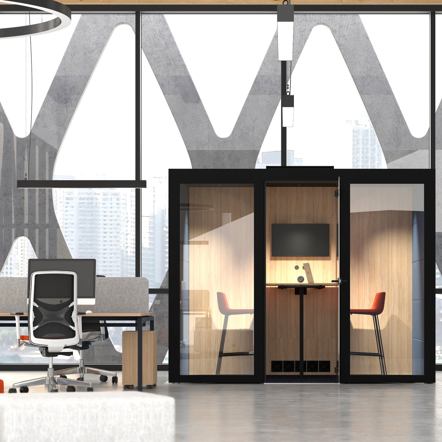 SILENT ROOM L - Meeting box | Room-in-room, soundproofing, for 4 people, upholstery fabrics BERTA / VELITO / SYNERGY