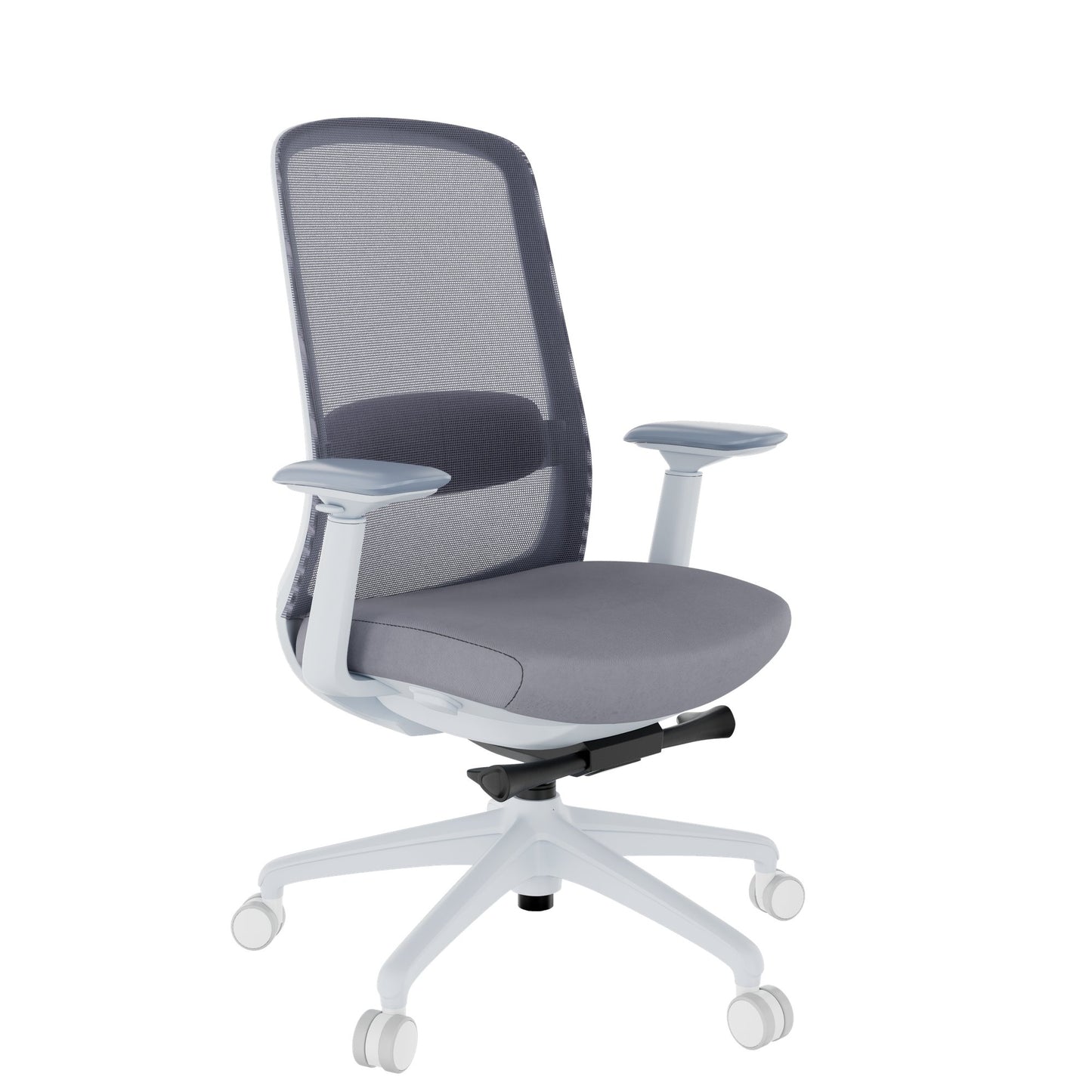 Smart Adjust net office swivel chair | Synchronous mechanics, 4D armrests, headrest optional, gray
