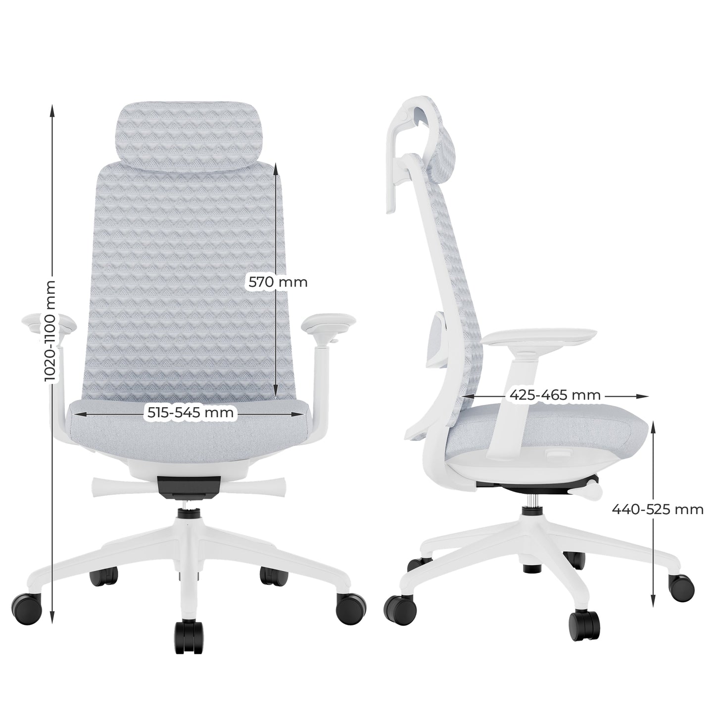 Smart Ajuster Net Office Swivel Chair | Mécanique synchrone, accoudoirs 4D, appui-tête facultatif, noir