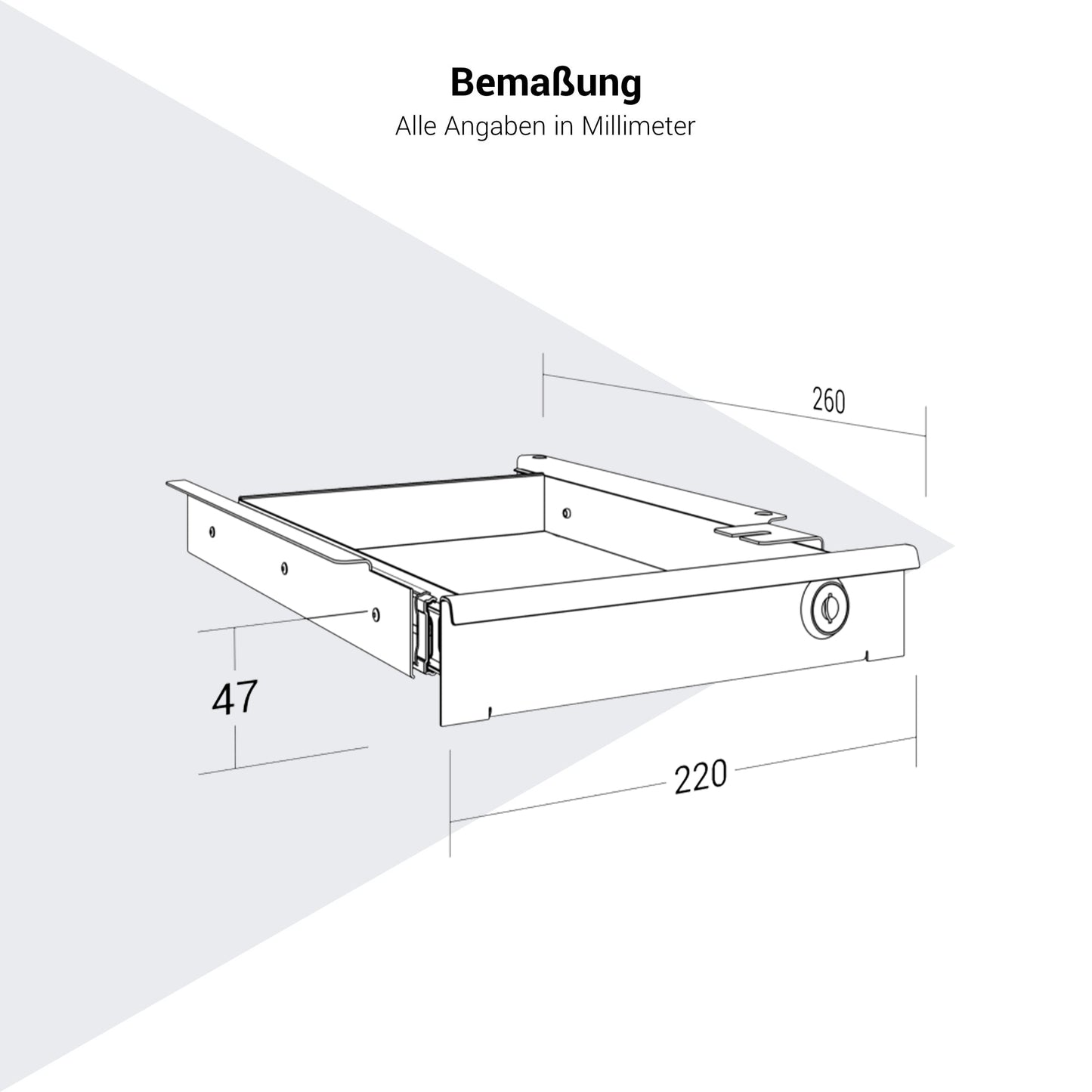 STASH Unterbauschublade | Abschließbar, Metall, 220 x 260 mm
