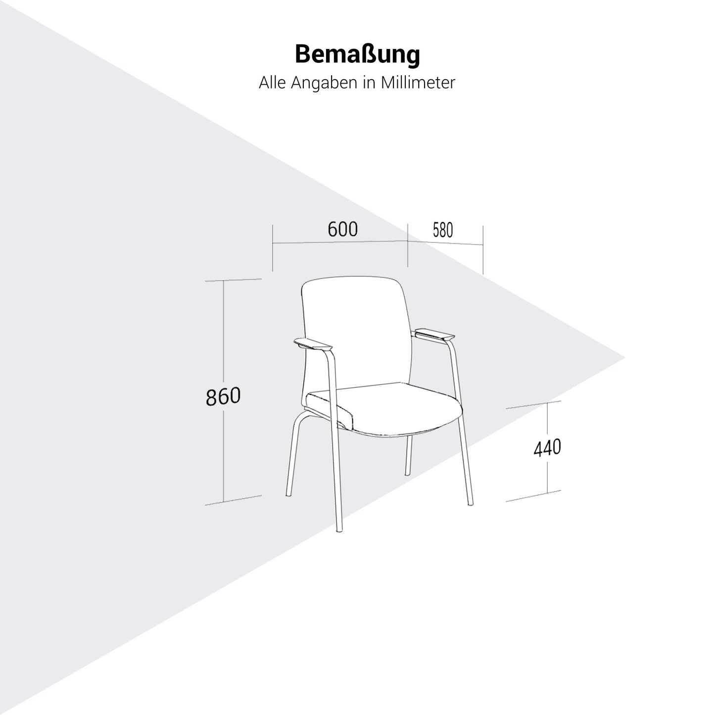KYRA Besucherstuhl | Feste Armlehnen, Schwarz