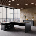 STRATEGO Chefschreibtisch | 2300 x 1720 mm, Integriertes Lowboard, Dunkle Eiche - 2 Thumbnail Image