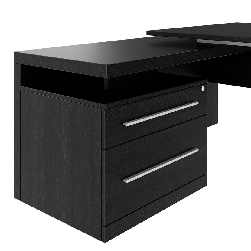 Stratego Chief Desk | 2300 x 1720 mm, basboard intégré, chêne foncé
