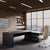 Stratego Chief Desk | 2300 x 1720 mm, basboard intégré, chêne foncé