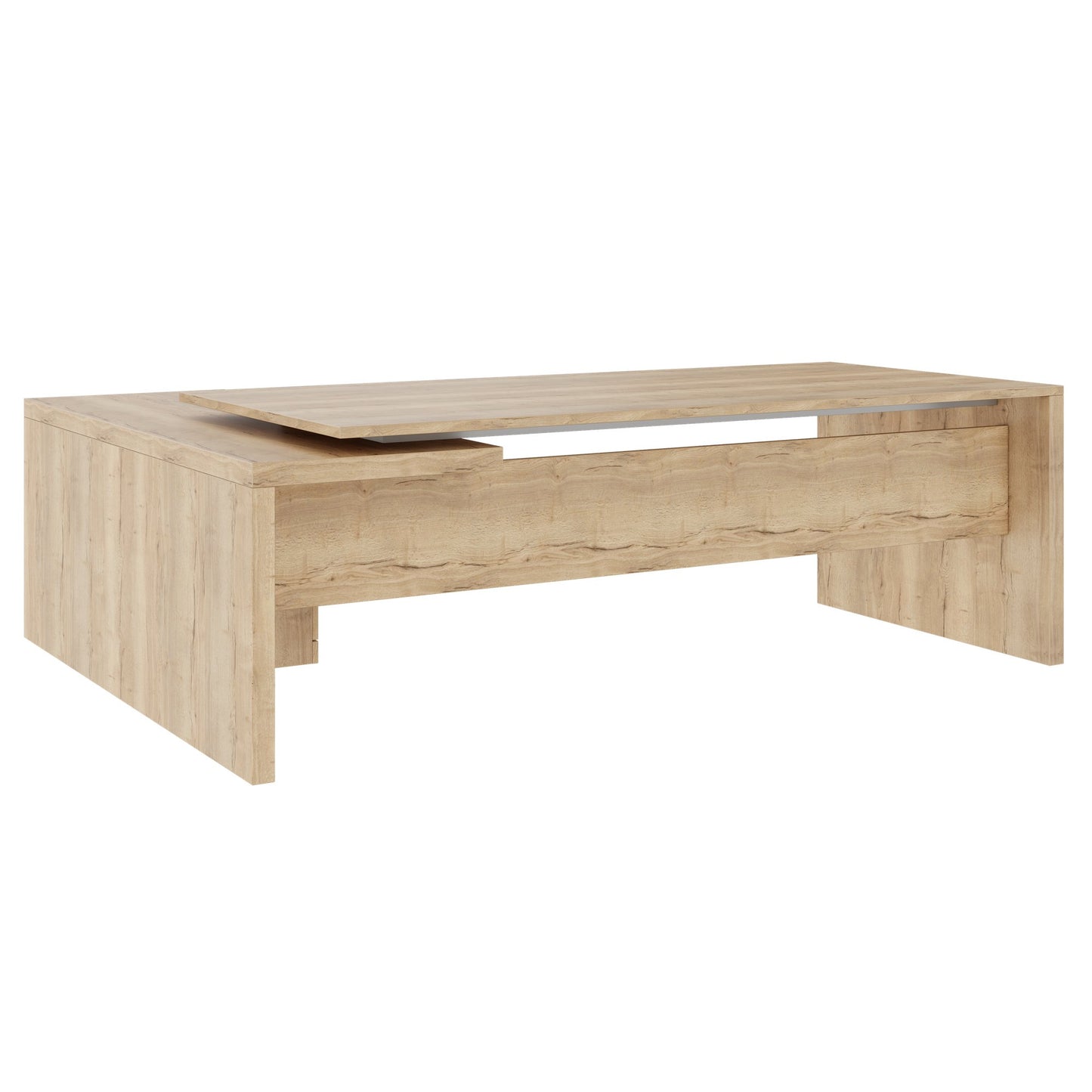 STRATEGO Chefschreibtisch | 2300 x 1720 mm, Integriertes Lowboard, Wildeiche