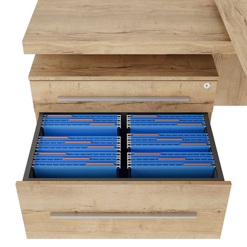 Stratego Chief Desk | 2300 x 1720 mm, bassa bordo integrato, quercia selvatica