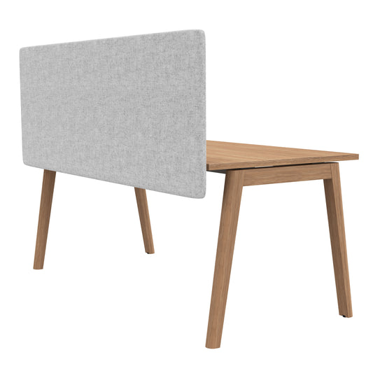 STANLY DESK Akustik-Tischtrennwand | 1600 - 1800mm, Schallabsorbierend, Wollbezug VELITO - Hellgrau meliert