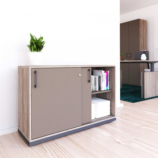 CHOICE Schiebetürenschrank | 2 OH, 1200 x 760 mm, Nordeiche grau / Cubanitgrau