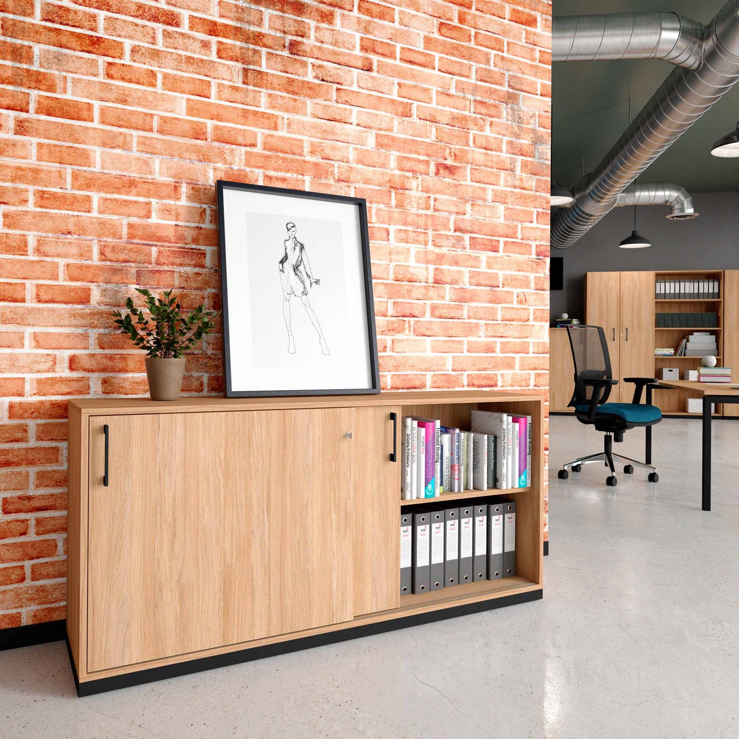CHOICE sliding door wardrobe | 2 OH, 1600 x 760 mm, amber oak