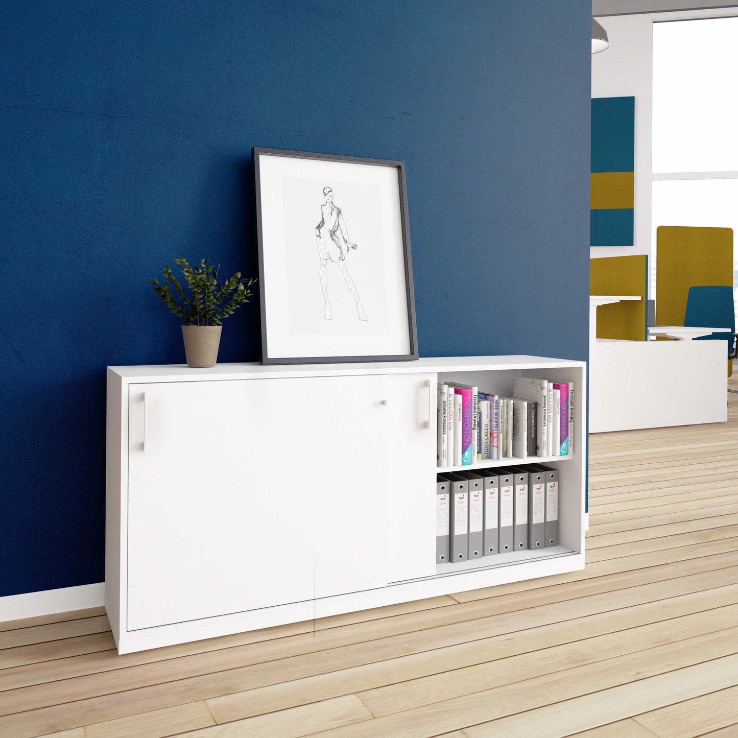CHOICE Sliding door cabinet | 2 Oh, 1600 x 760 mm, white