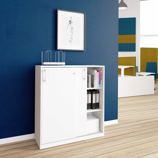 CHOICE Sliding door cabinet | 3 Oh, 1000 x 1115 mm, white