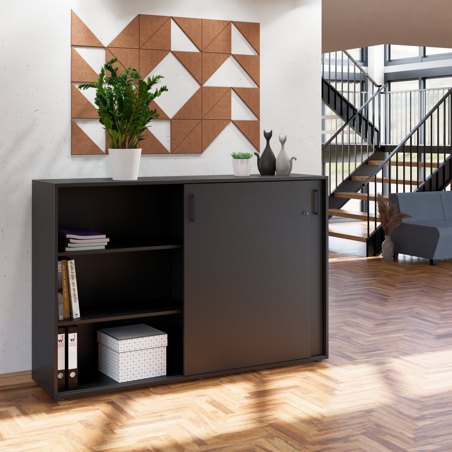 NOVA Armoire de porte coulissante | 3 oh, 1640 x 1085 mm, anthracite