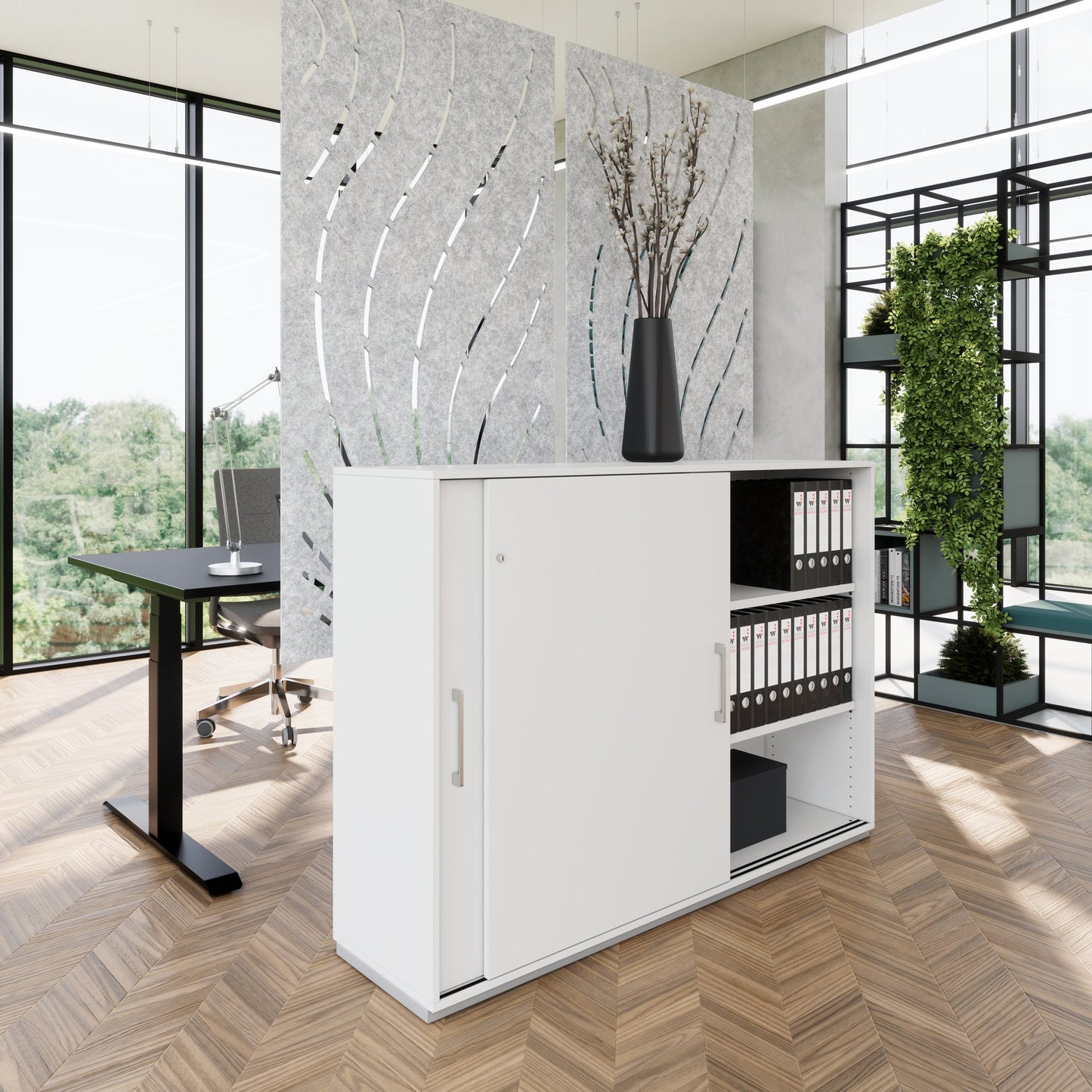 PRO Cabinet di porta scorrevole | 3 OH, 800 - 1600 x 1140 mm, grigio