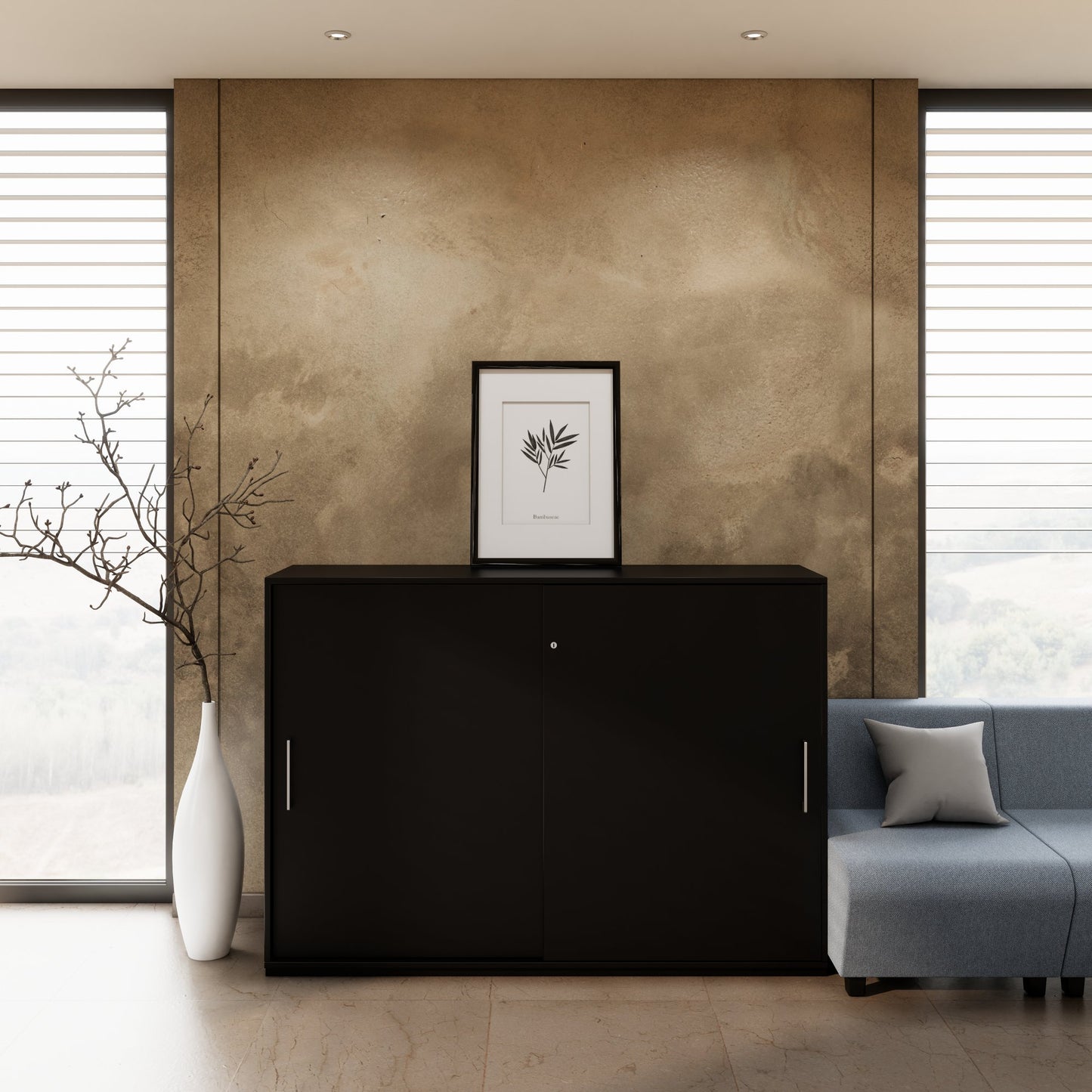 PRO Cabinet di porta scorrevole | 3 OH, 800 - 1600 x 1140 mm, nero