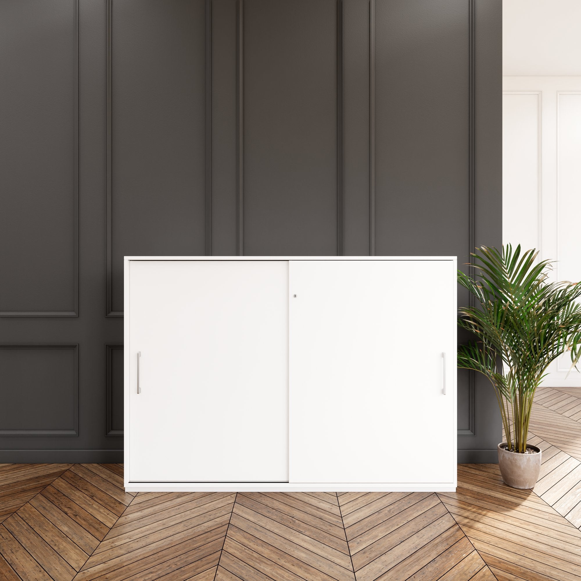 PRO Schiebetürenschrank | 3 OH, 800 - 1600 x 1140 mm, Weiß