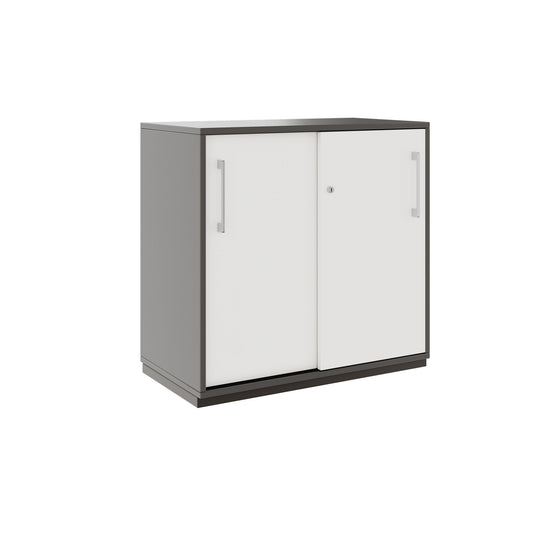 PRO Sliding door cabinet | 2 Oh, 800 - 1600 x 770 mm, graphite / white