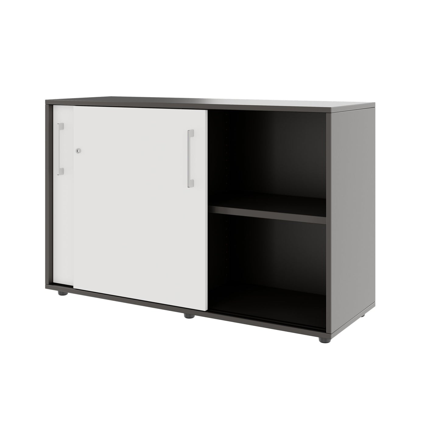 PRO Sliding door cabinet | 2 Oh, 800 - 1600 x 770 mm, graphite / white