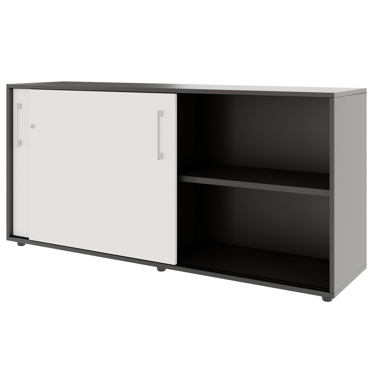 PRO Sliding door cabinet | 2 Oh, 800 - 1600 x 770 mm, graphite / white